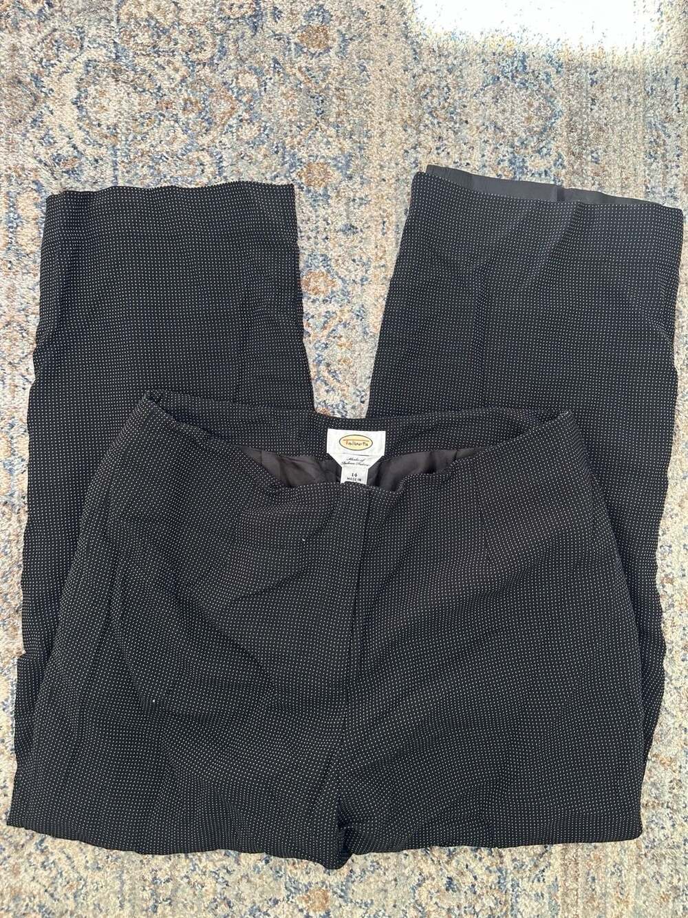 Talbots Dress Pants Size 14 Black White Dot Italian Fabric